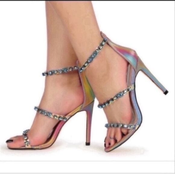 Elegant Multicolor Strappy Heels - Picture 1 of 12